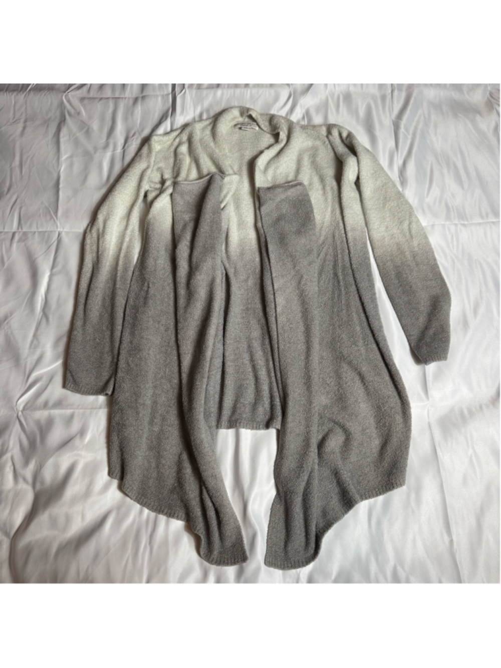 Women's Barefoot Dreams Gray White Ombre Bamboo Chic Lite Cardigan S/M